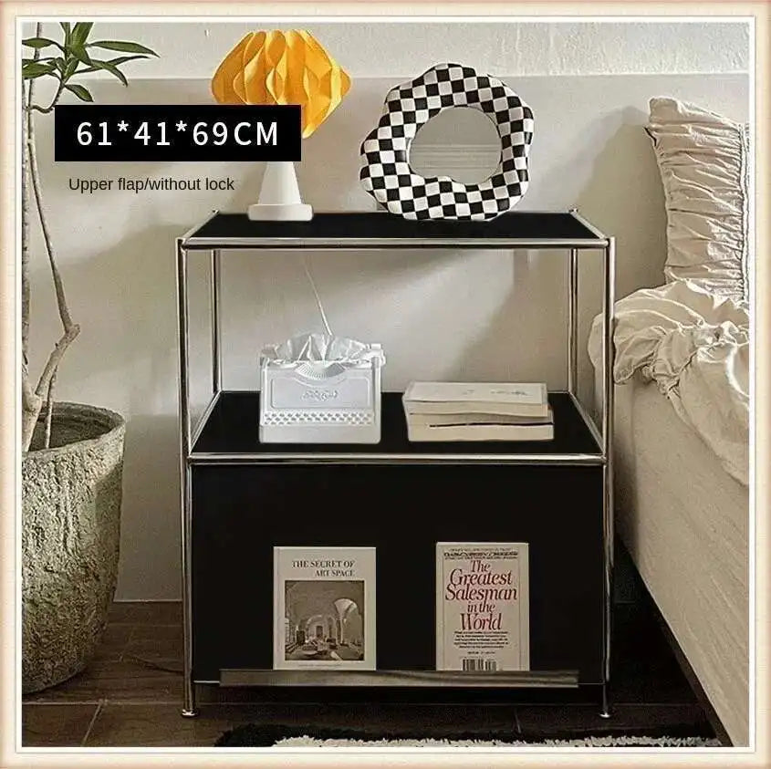 Modern Stainless Steel Medieval Nightstand Storage Nightstand