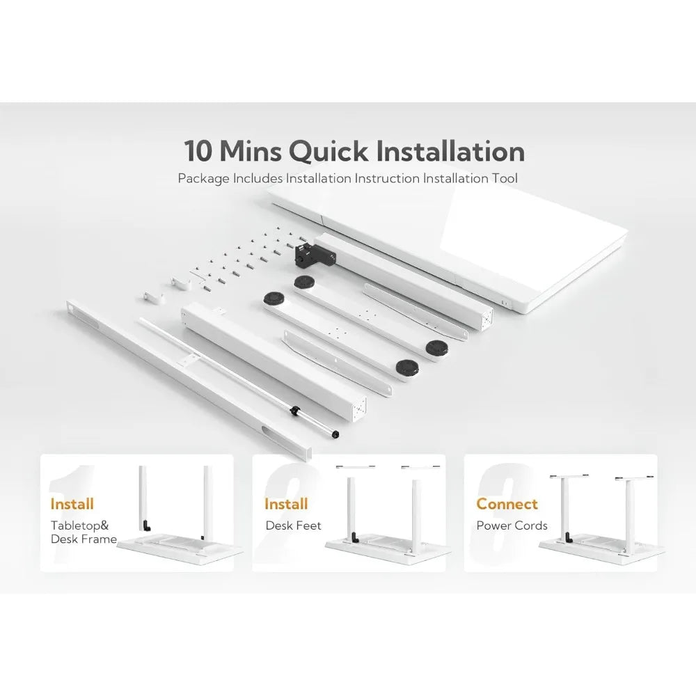 Glass Standing Desk with Drawers