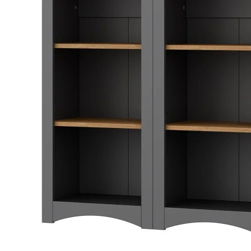 Farmhouse Two-Color Storage Cabinet with Adjustable Bookshelf