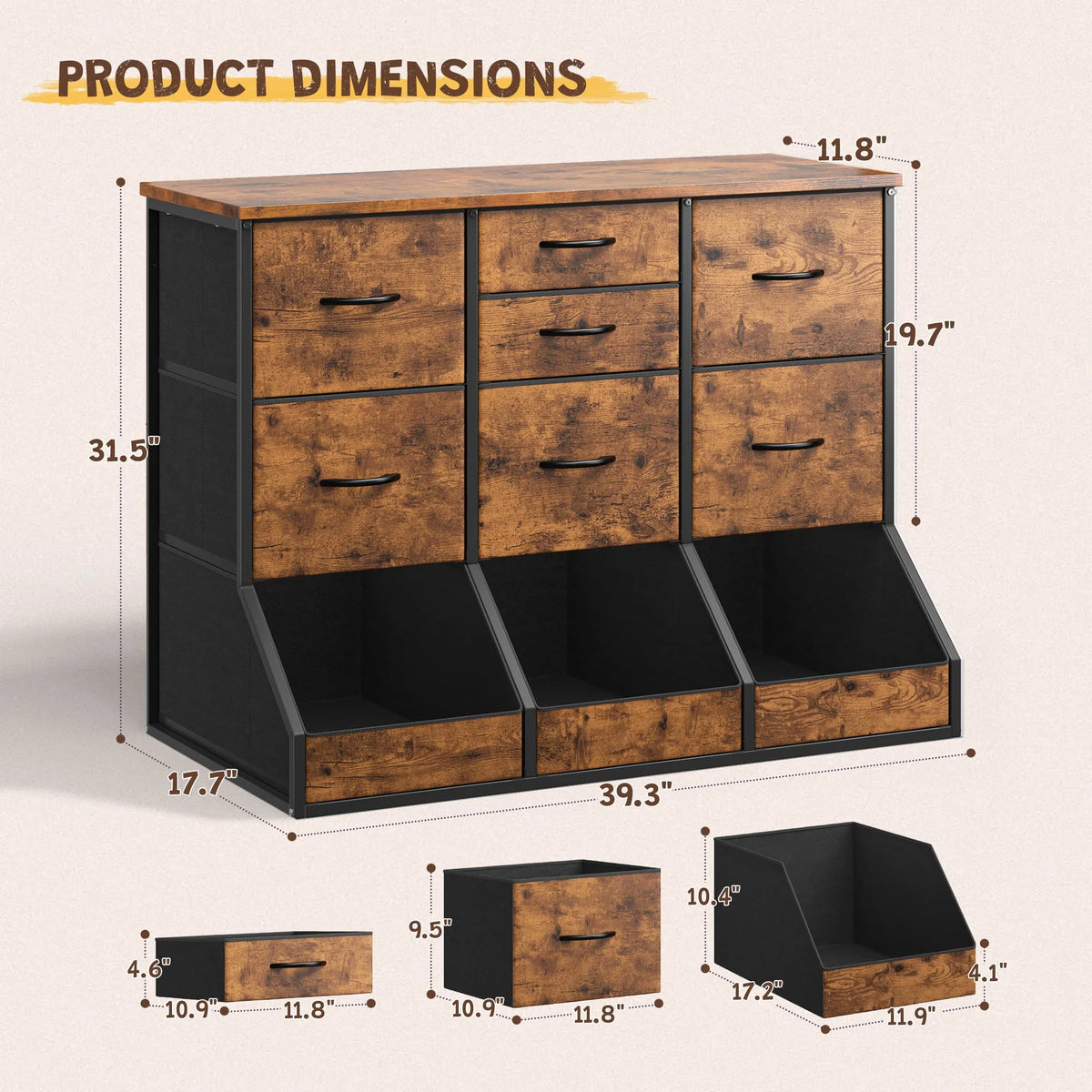 Wood Top & Metal Frame Dresser