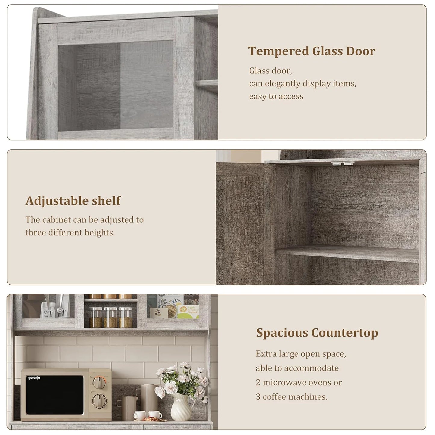 Tall Kitchen Pantry Cabinet with Adjustable Shelves