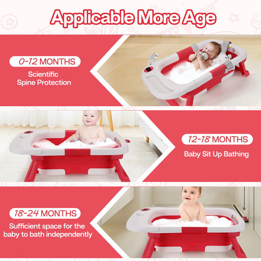 Baby Bath Tub with Soft Cushion & Thermometer