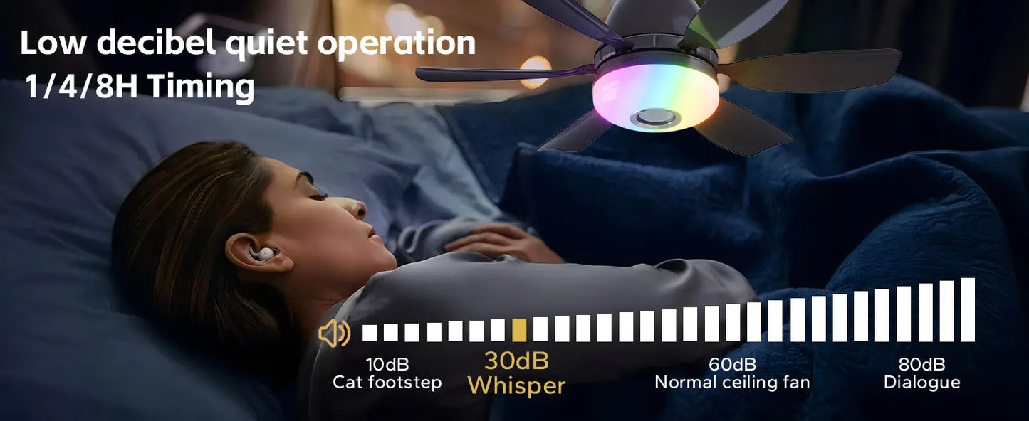 Socket Ceiling Fan RGB Light Bluetooth Speaker with Remote