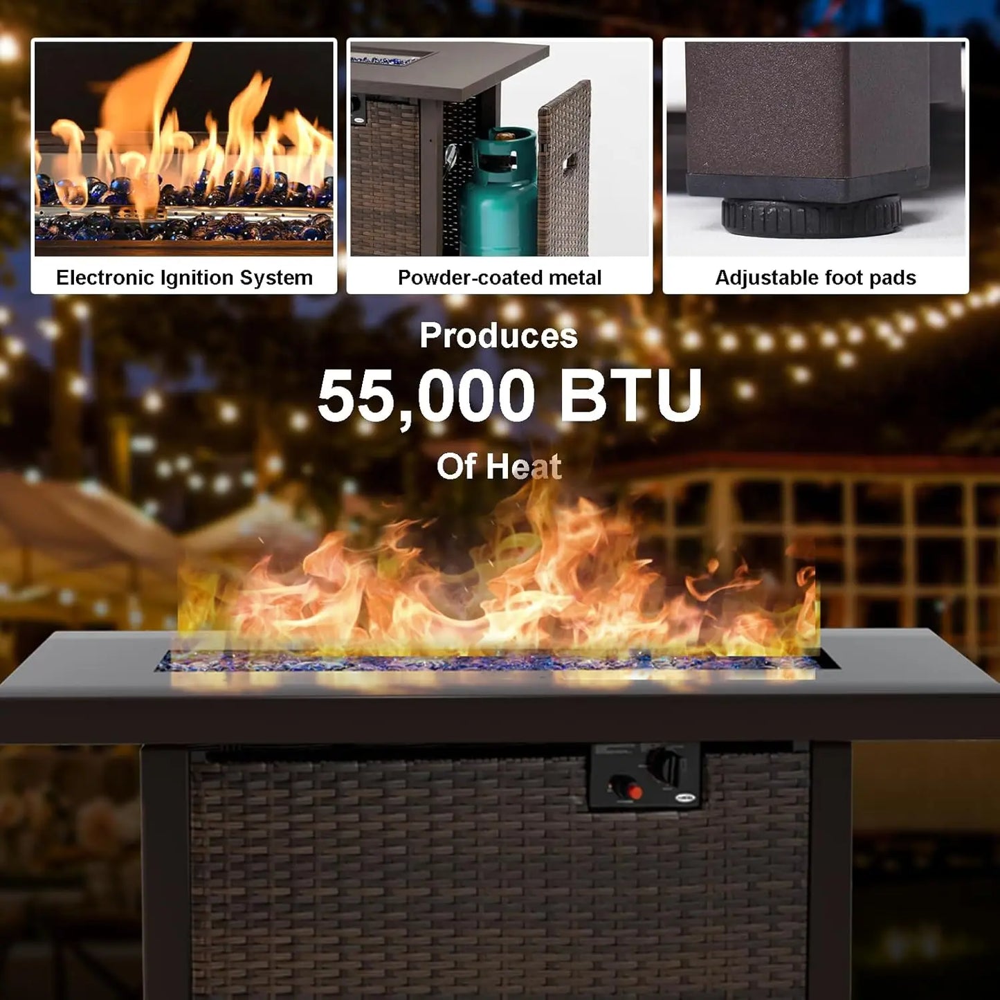Sectional Patio Furniture Set with Fire Pit