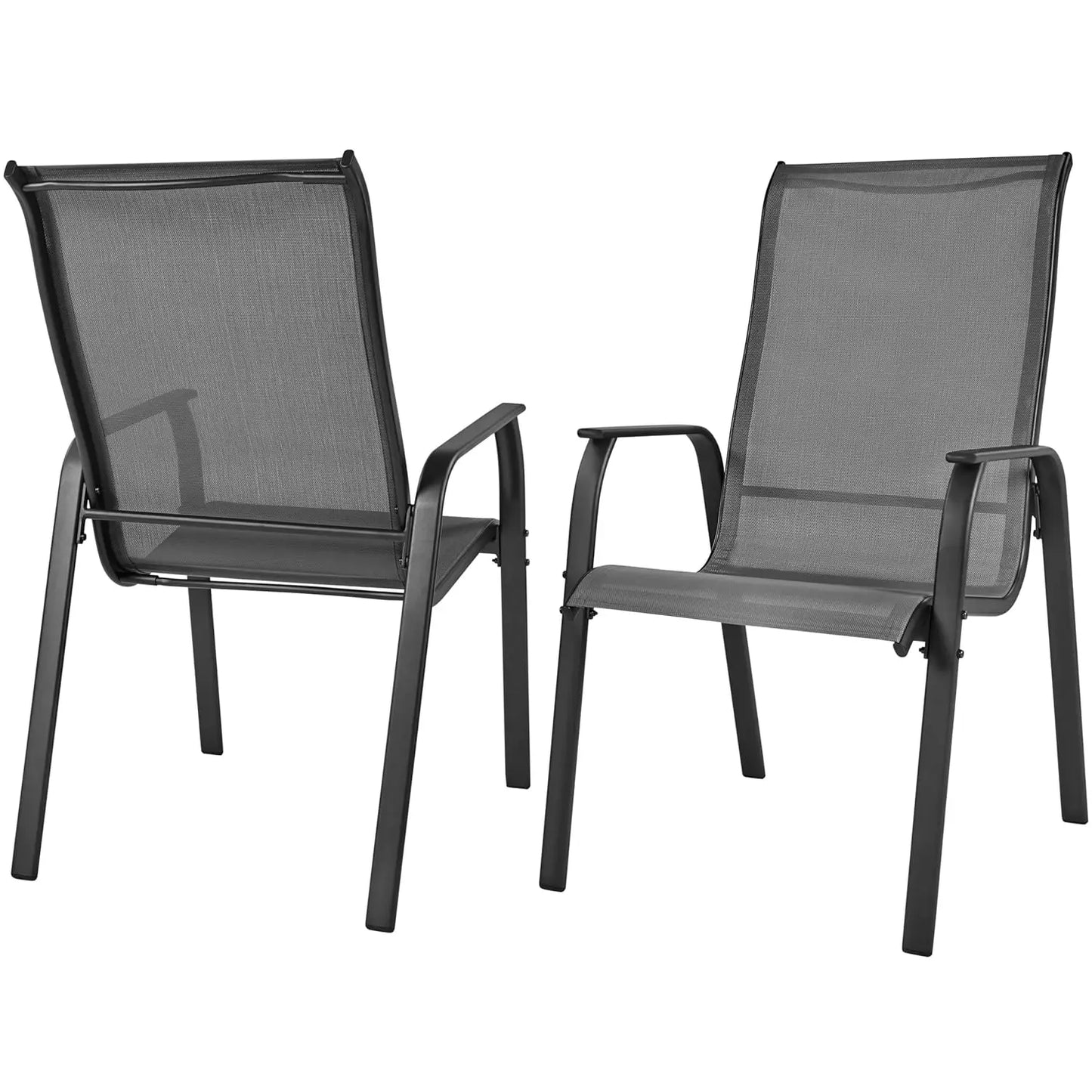 Stackable All-Weather Patio Chairs with Backrest & Armrests
