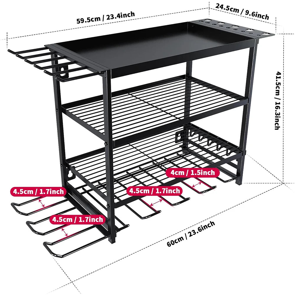 Tools Storage Rack Wall Mounted With Hooks Heavy-Duty Drill Holder