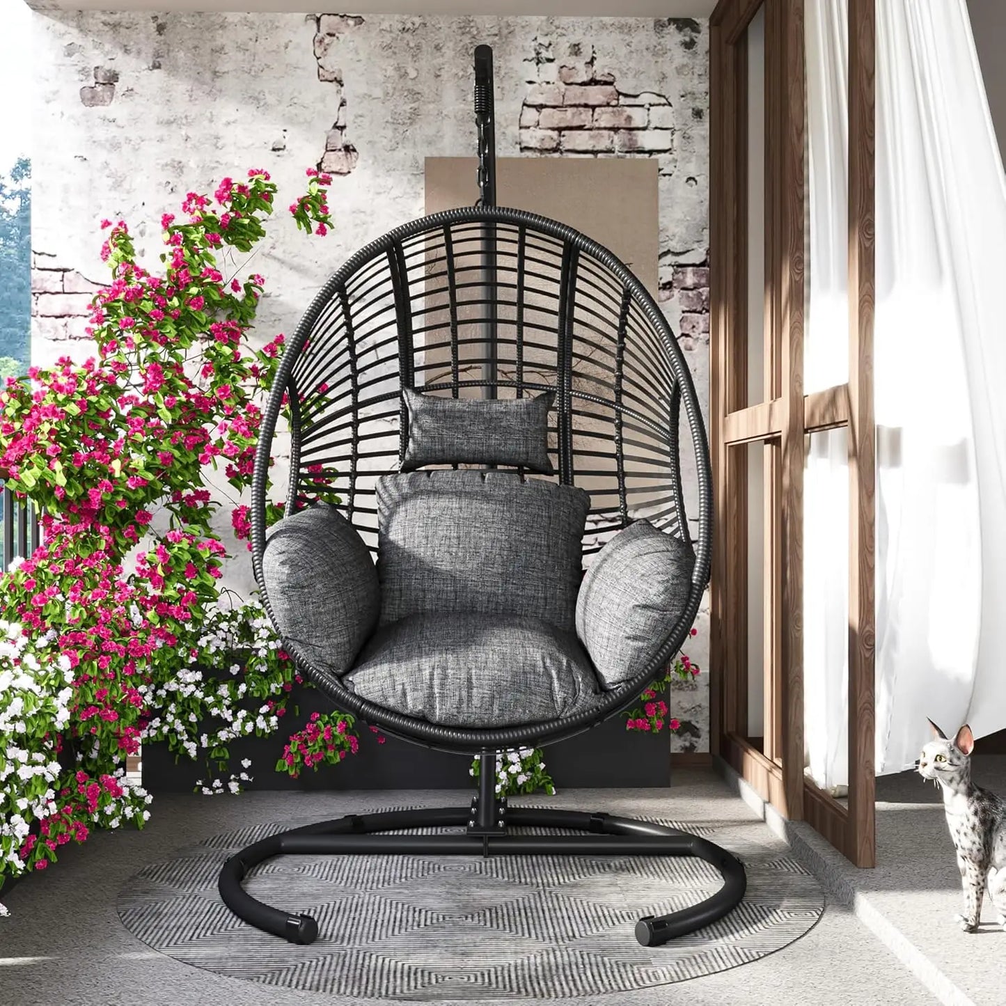 Hanging Egg Swing Chair w/Stand All-Weather