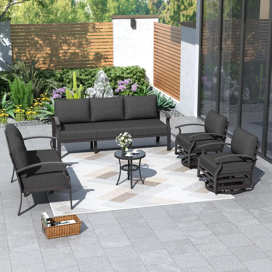 Aluminum Patio Furniture Set with 2 Swivel Chairs