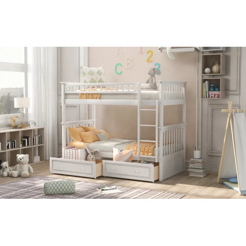 Twin over Twin Bunk Bed with Drawers