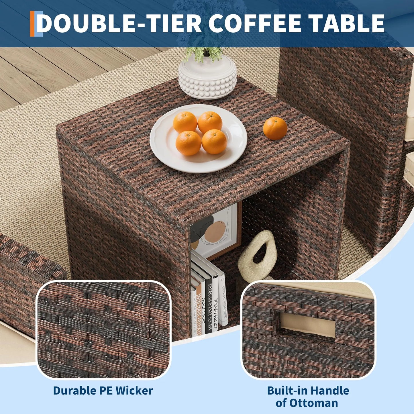 5-Piece All-Weather PE Rattan Patio Set