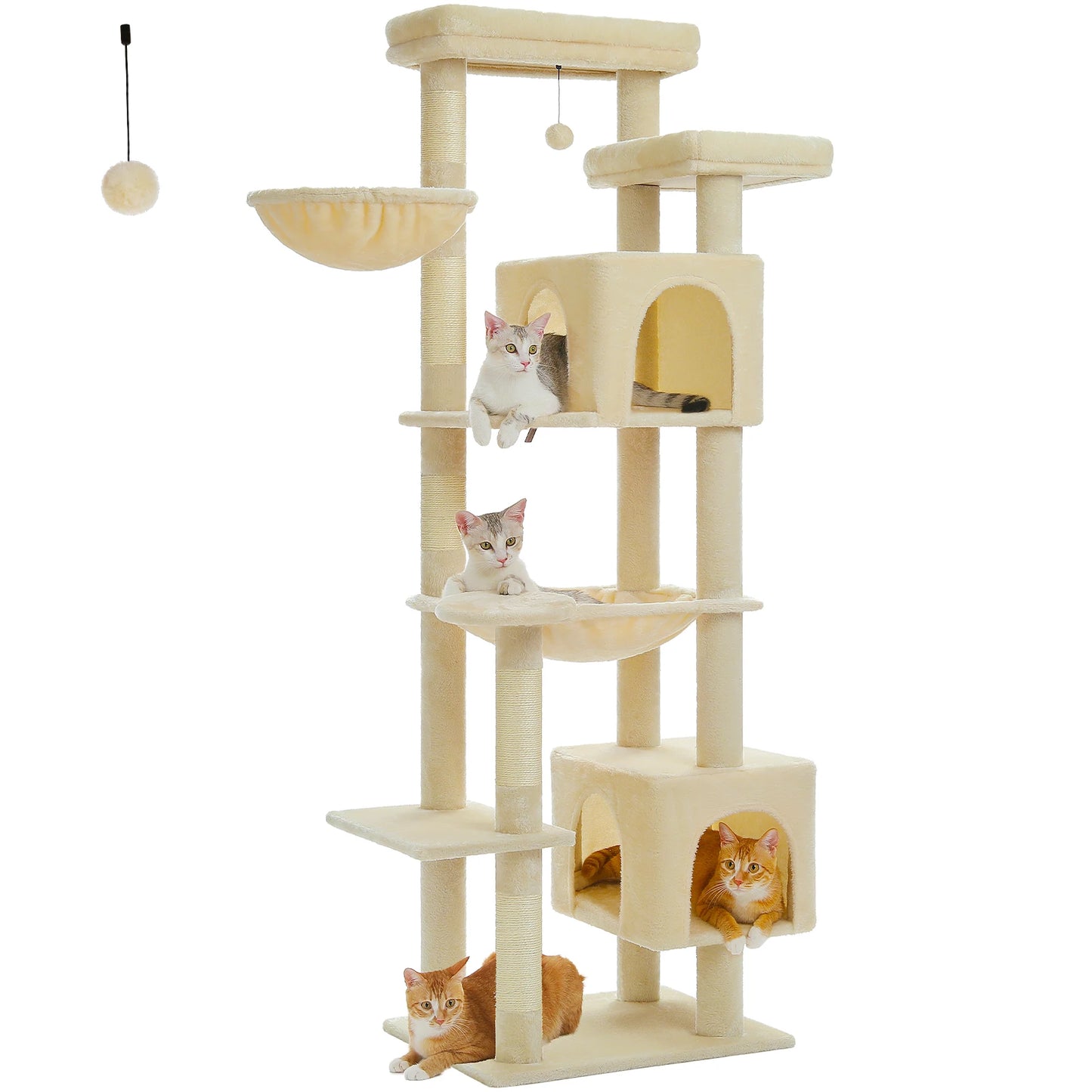 Multi-Level Plush Cat Condo with Scratching Posts