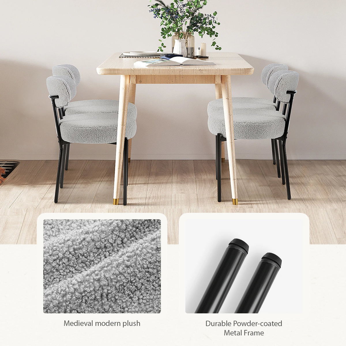 Ergonomic Plush Fabric Round Dining Chairs