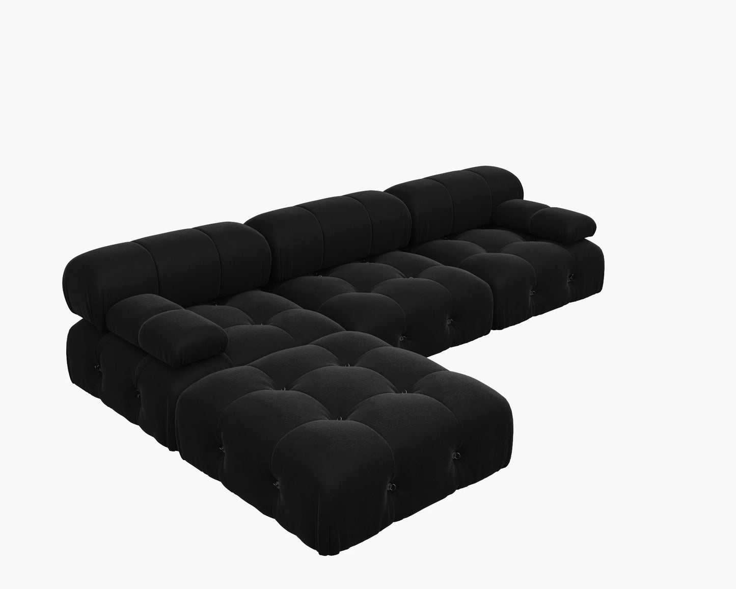 Modern L-Shaped Velvet Couch with Reversible Ottoman