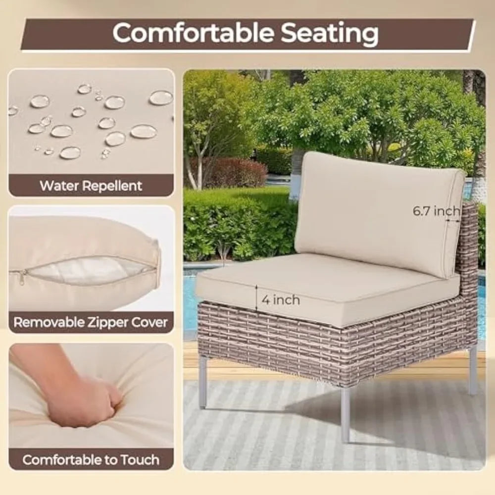 Outdoor Patio Furniture Set with Thick Water-Resistant Cushions & Coffee Table