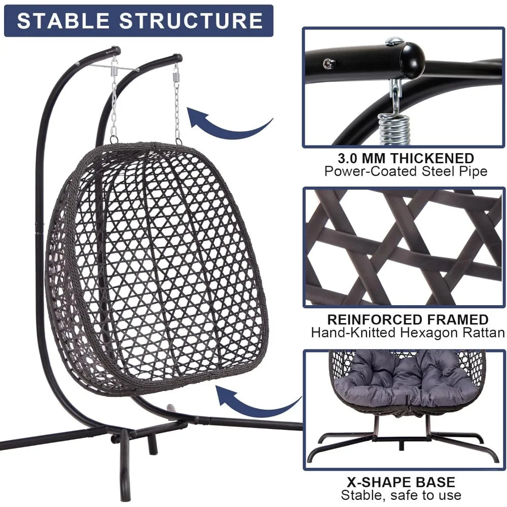 Double Swing Egg Chair with Stand