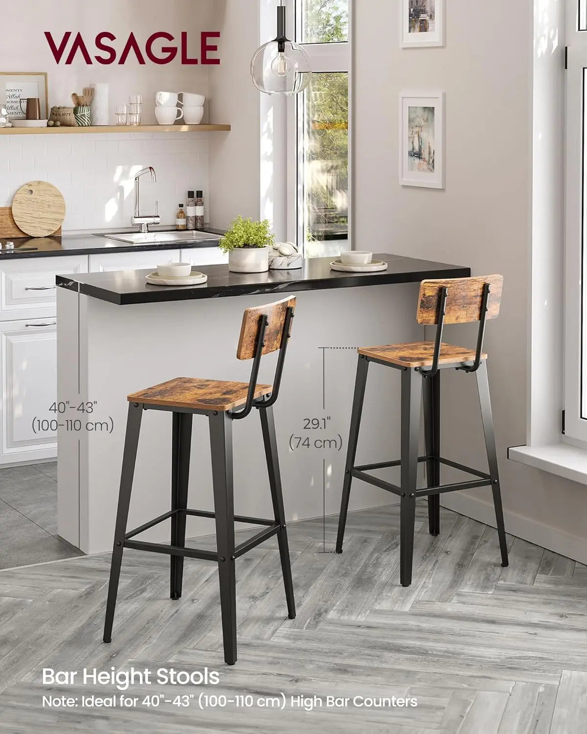Rustic Brown & Ink Black Bar Stools