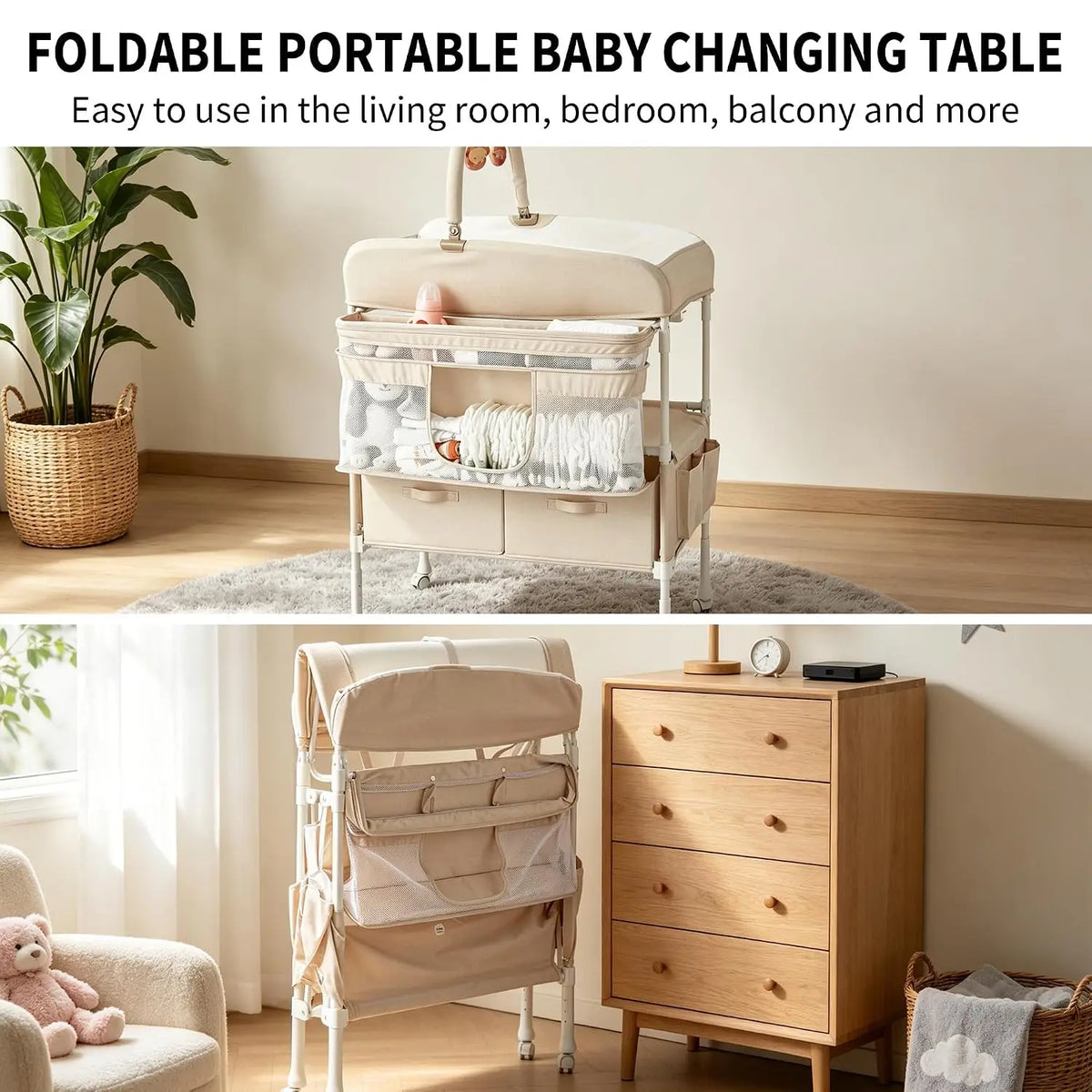 Portable Baby Changing Table with Wheels