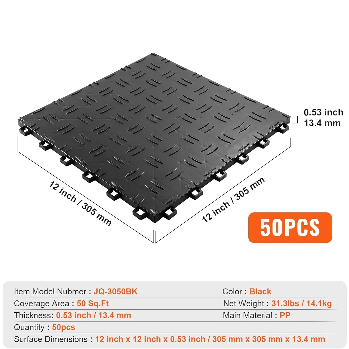 Interlocking Double-Sided Texture Garage Floor Tiles