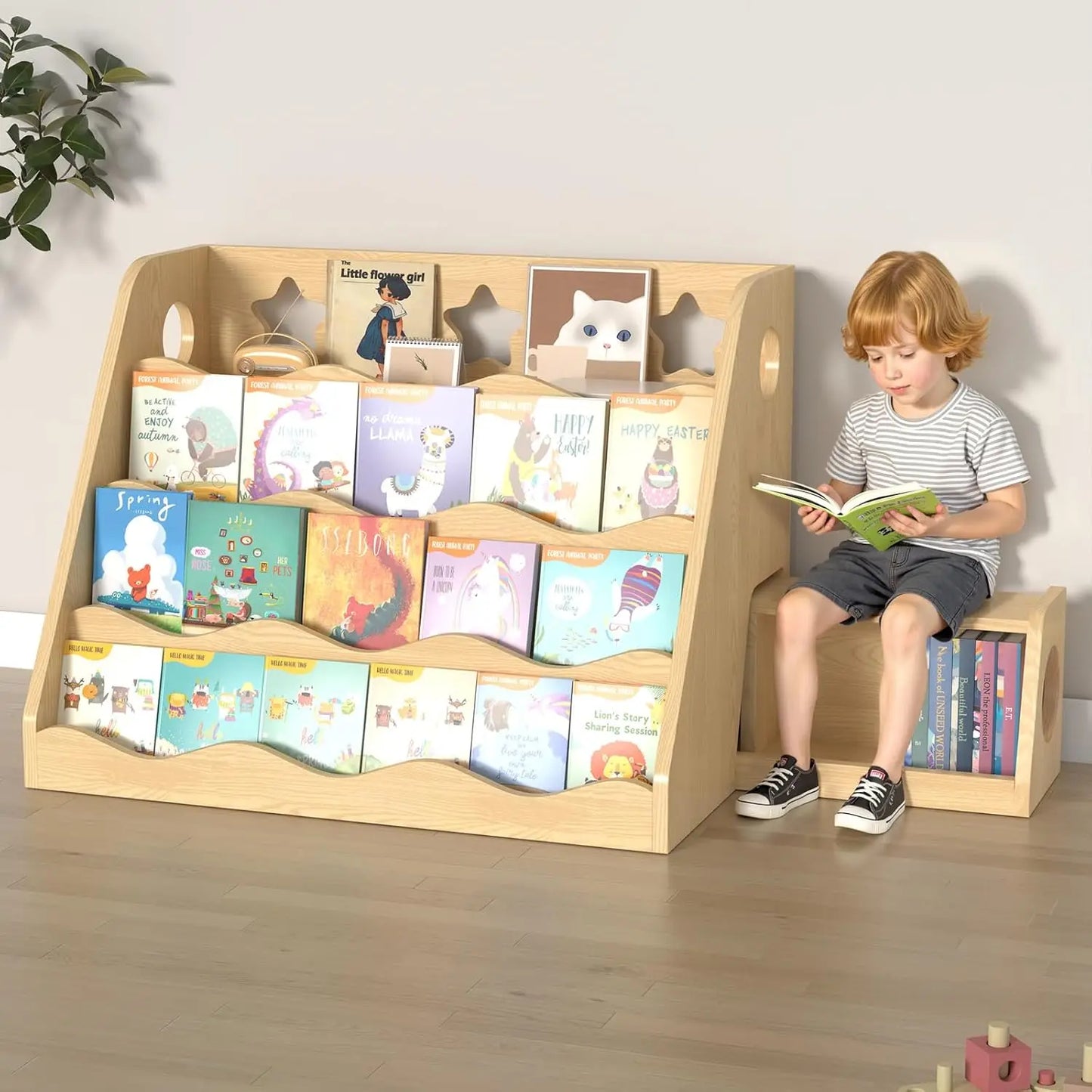 Scalloped Bookshelf with Storage