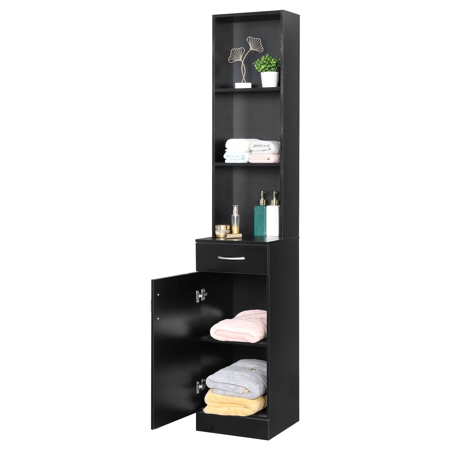 One Door, One Drawer and Three Compartments High Cabinet