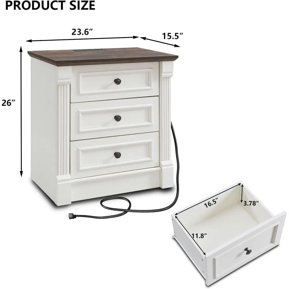 Modern Farmhouse Bedside Table Fluted Nightstand