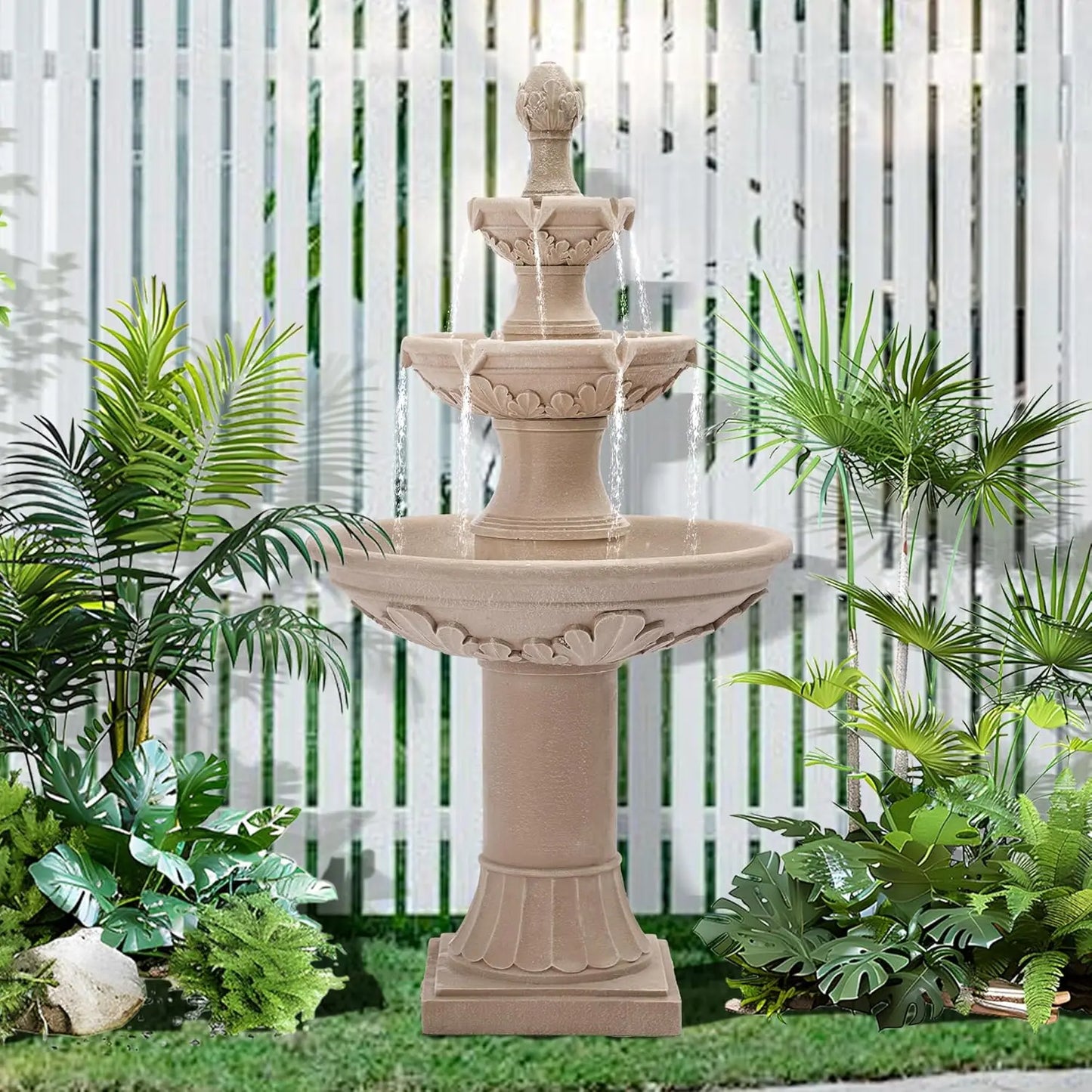 Bubbler Floor Waterfall Fountain with Pineapple Top and Pump