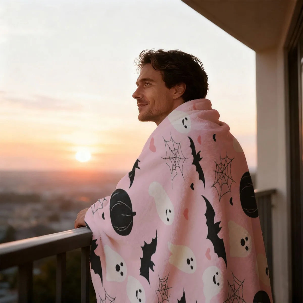 Bedspread with Ghosts, Bats, Hearts & Balloons