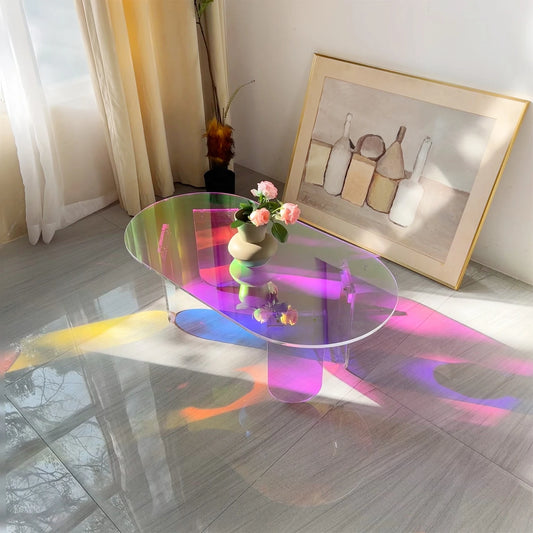 Iridescent Acrylic Oval Center Table