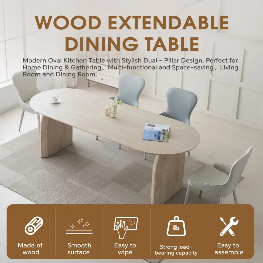 Multi-Functional Oval Extendable Dining Table