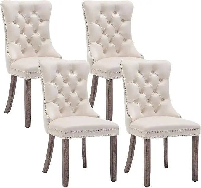 Upholstered Velvet Dining Room Chairs with Nail-Head Ring Pull Trim