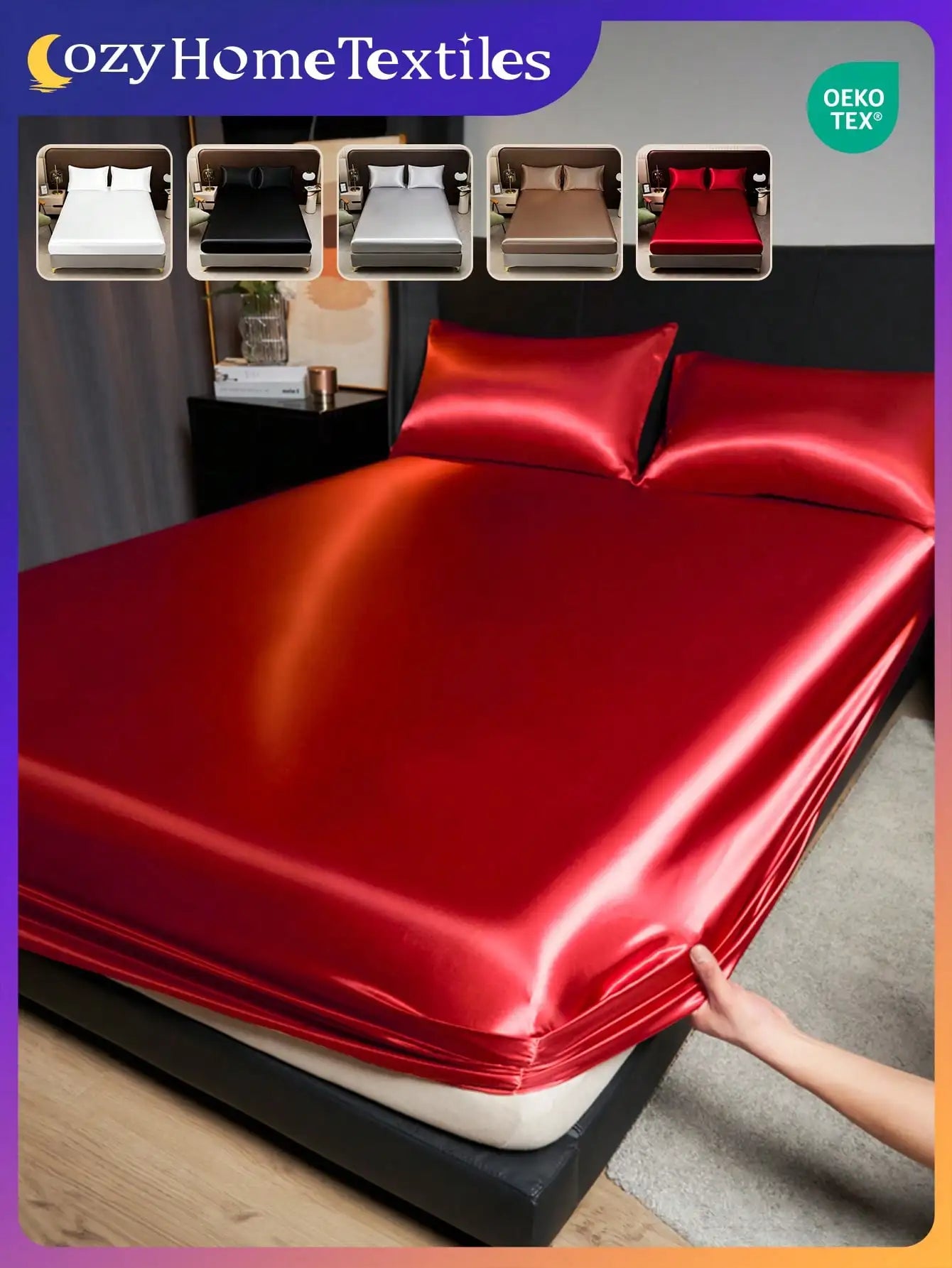 Satin Bedding Set With Fitted Sheet