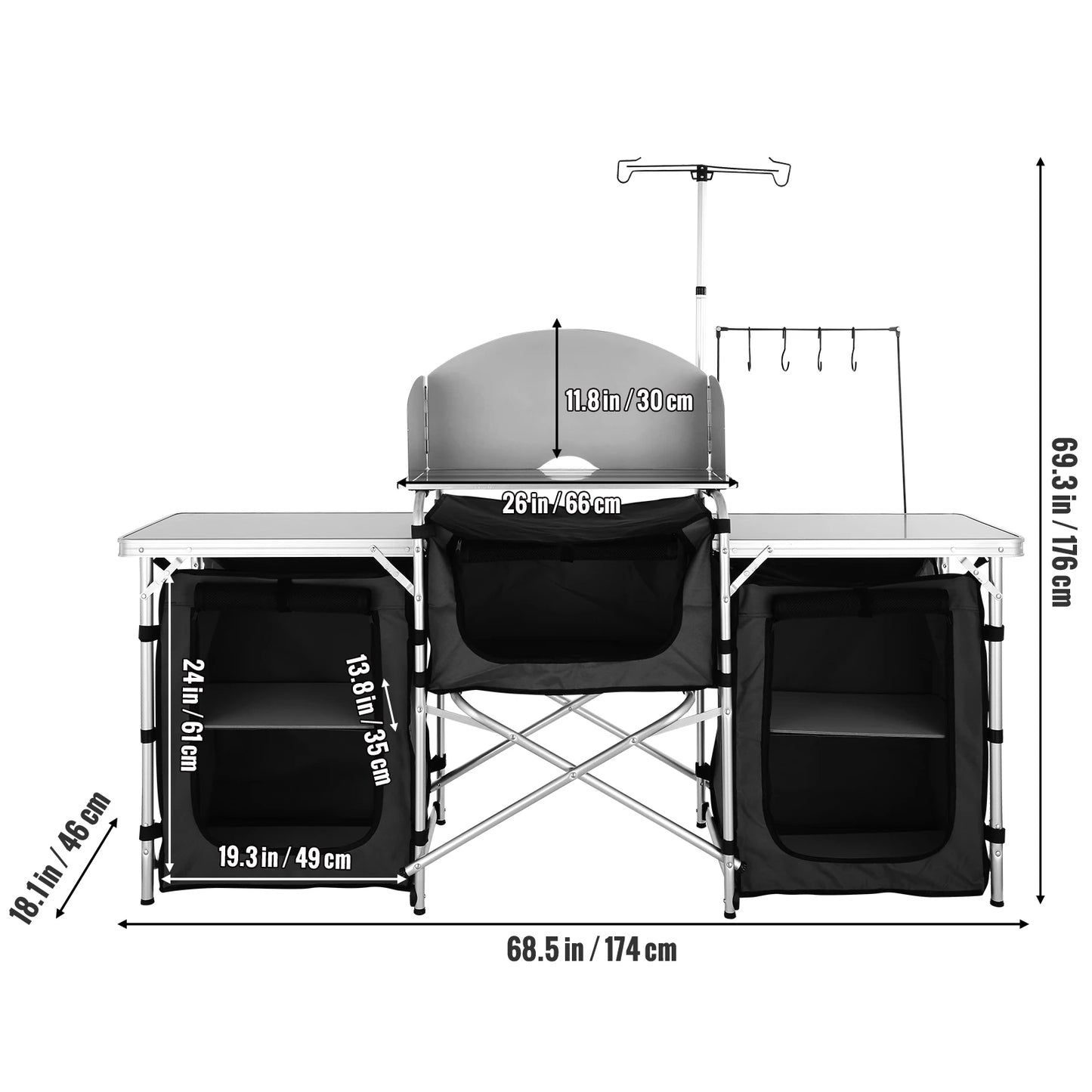 Outdoor Table Cabinet Foldable Cooking Storage Rack