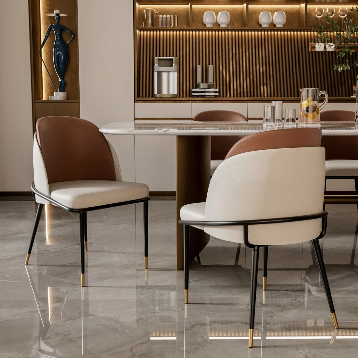 Upholstered Padded Modern Faux Leather Dining Chairs