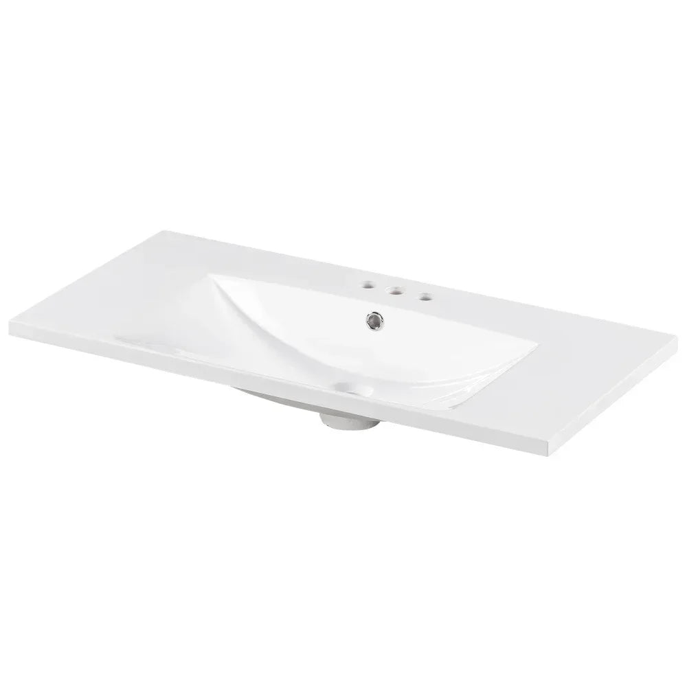 [Sink Only] Rectangular 3 Hole Bathroom Resin Sink
