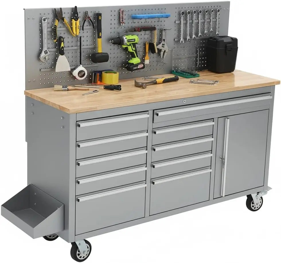 Heavy-Duty Rolling Tool Chest with Workbench Top