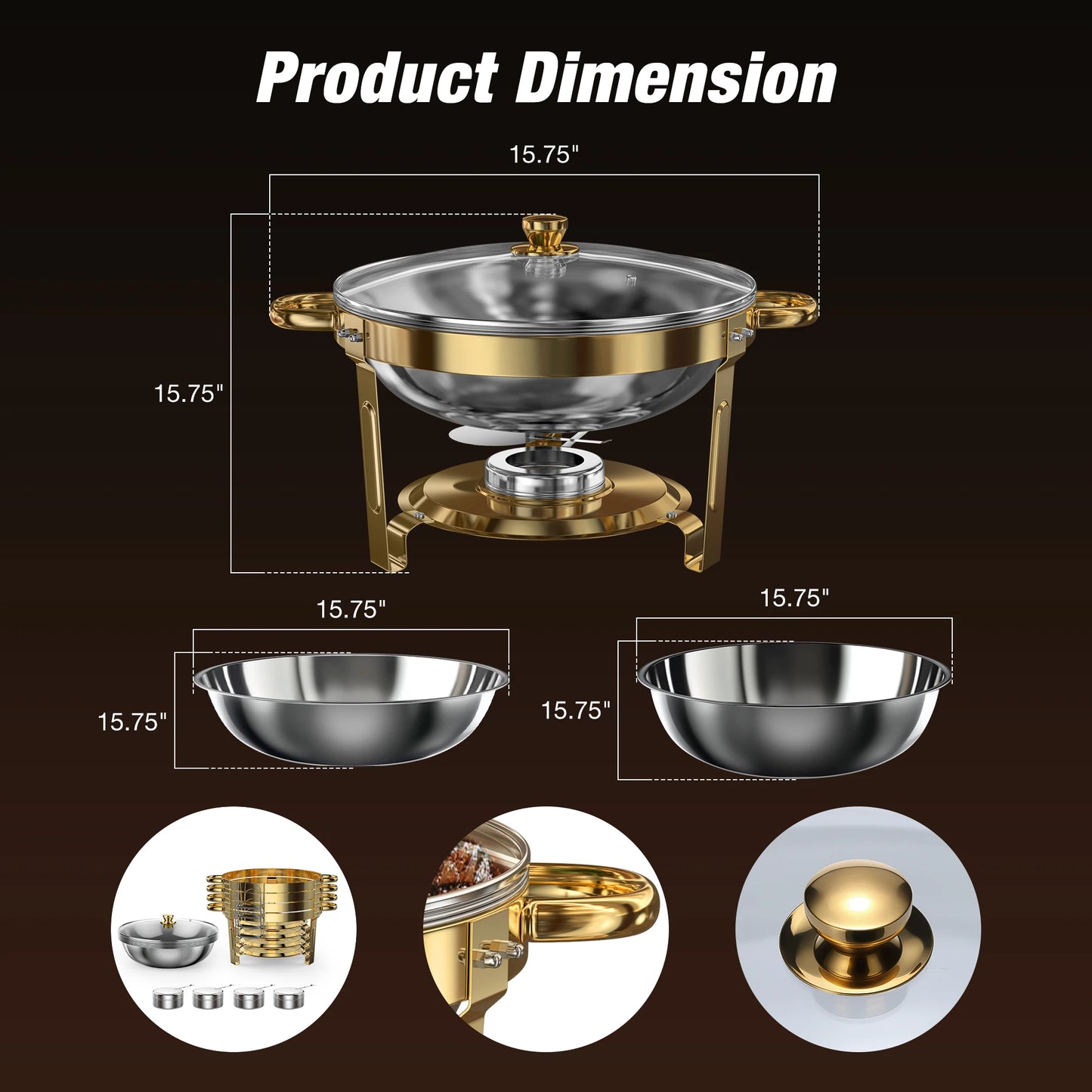 Round Stainless Steel Chafing Dish Set