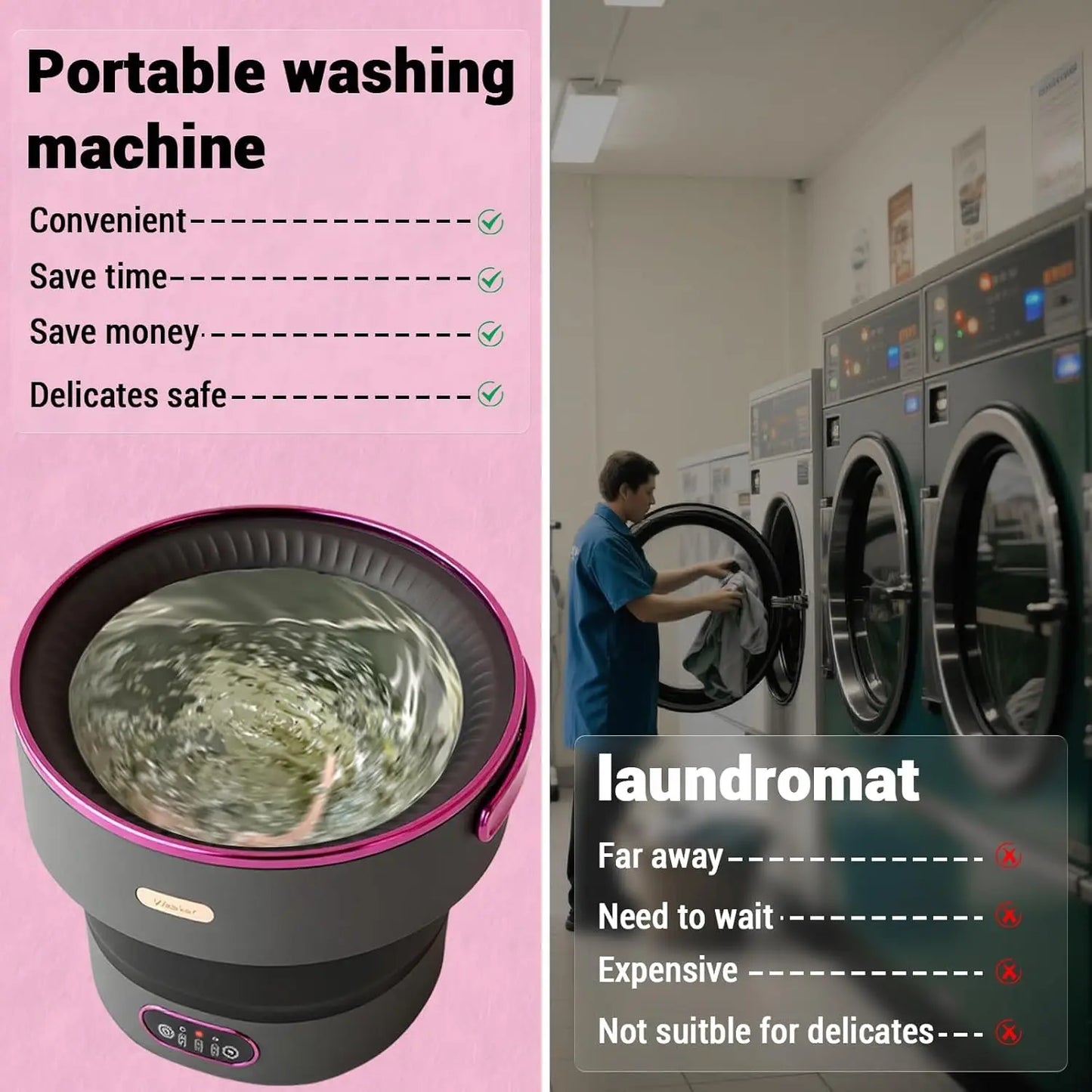 Portable Washing Machine for Underwear & Socks with Washer and Spin Dryer