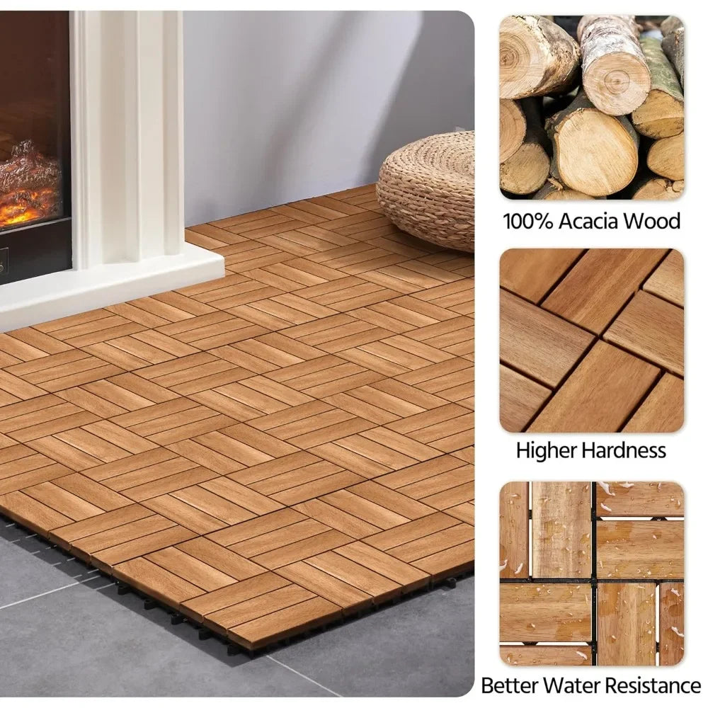 Waterproof Hardwood Interlocking Patio Deck Tiles
