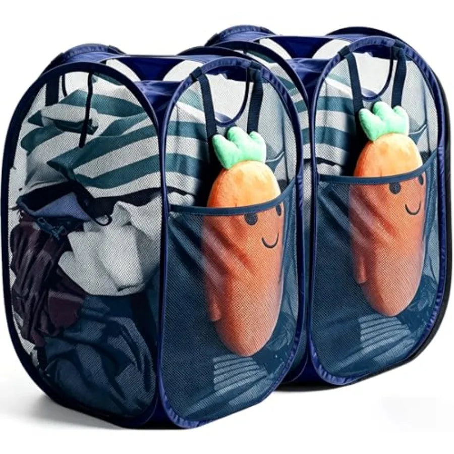 Strong Mesh Pop Up, Collapsible Steel Frame with Double‑Stitched Handles and Side Pocket