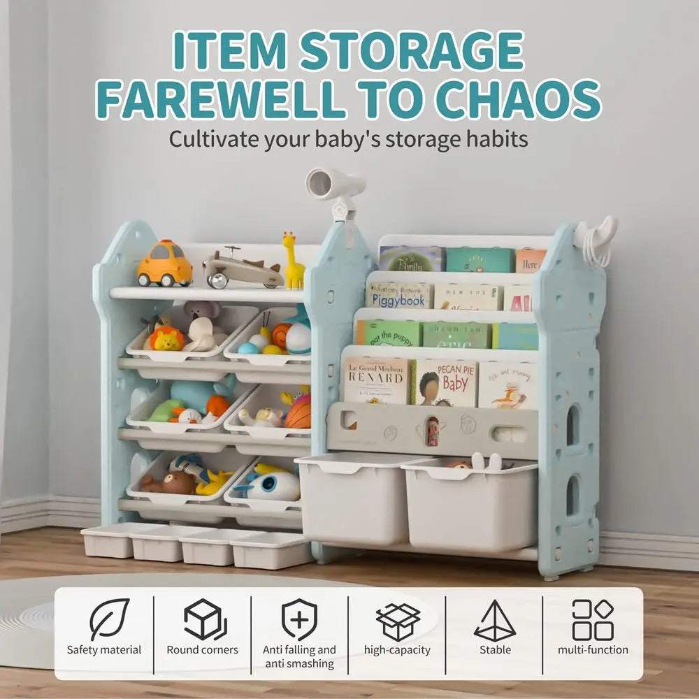 Bookshelf and Storage Cabinet with Bins