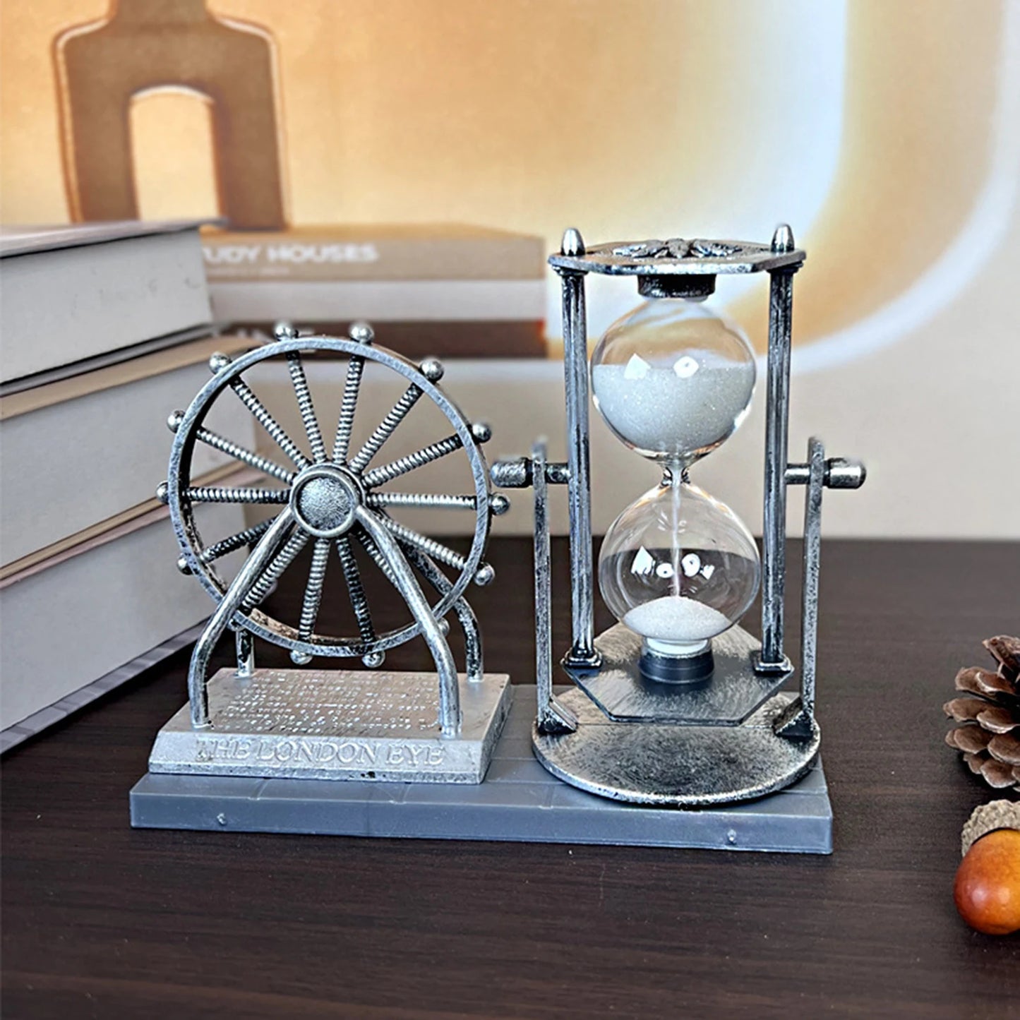 Vintage Ferris Wheel Statue Hourglass Sand Clock Retro Desk Timer