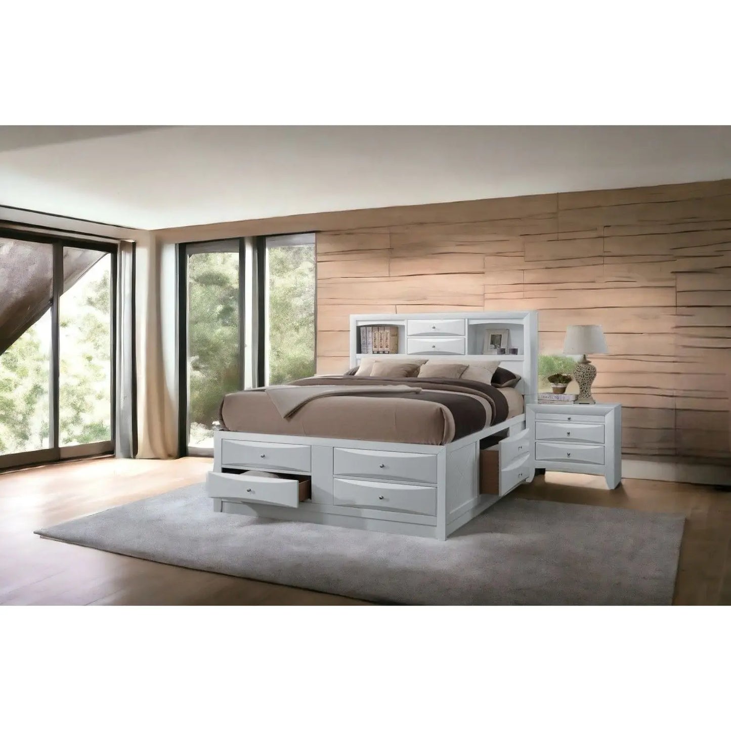 Ireland White Finish - Bed with Storage