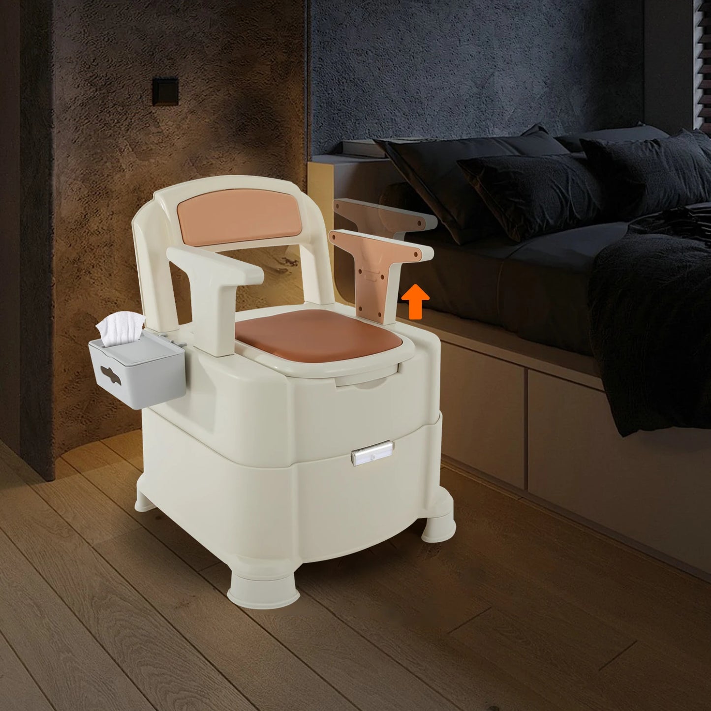 Bedside Commode With Sensor Night Light