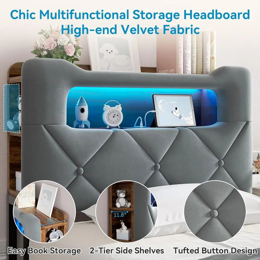 Upholstered LED Bed