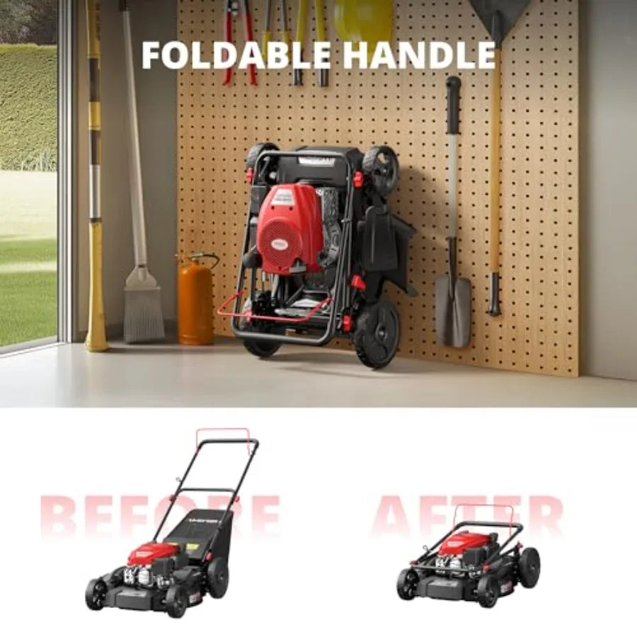 Gas Push Lawn Mower with Discharge 6-Position Height Adjustment