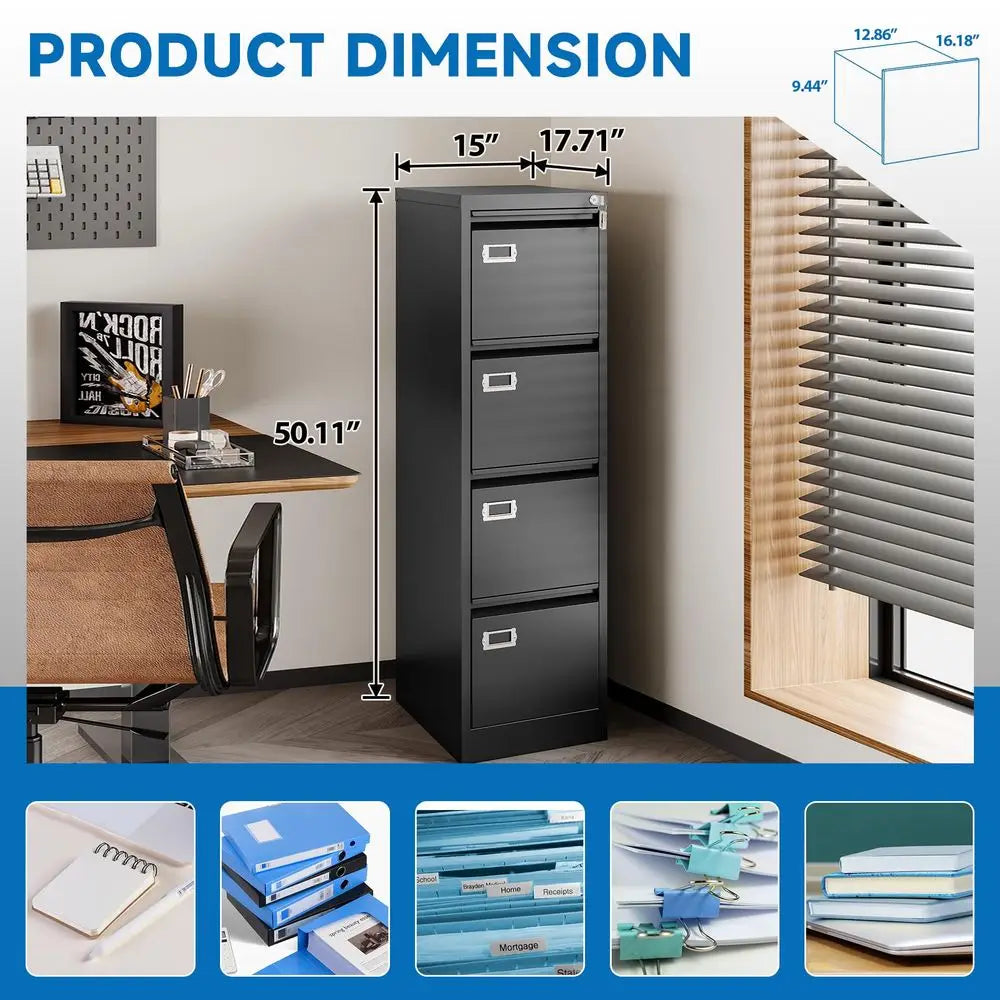 Metal Vertical File Cabinet with Lock