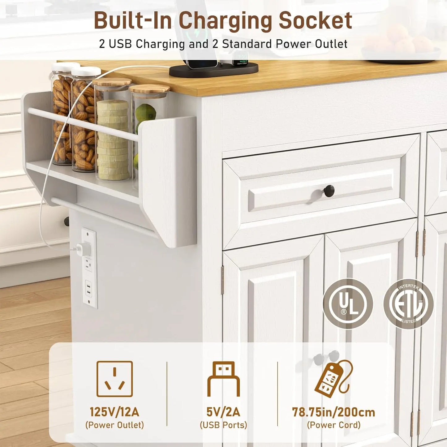 Large Mobile Extendable Dining Table and Power Outlet
