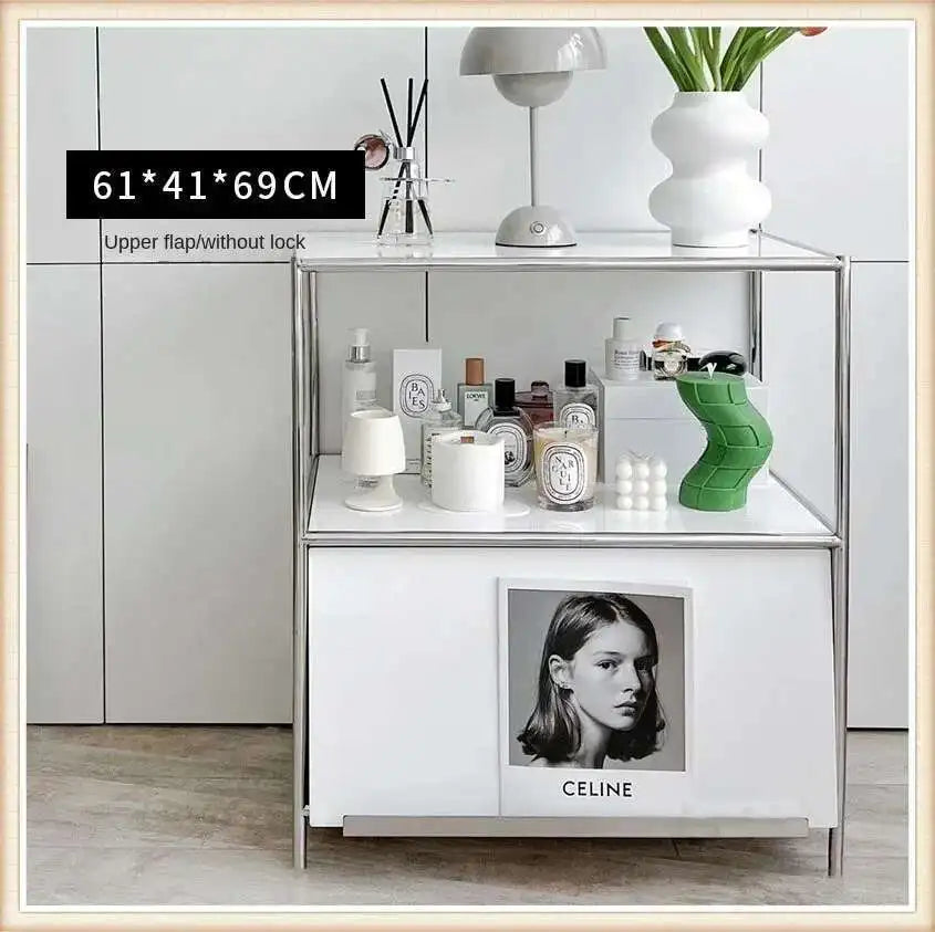 Modern Stainless Steel Medieval Nightstand Storage Nightstand