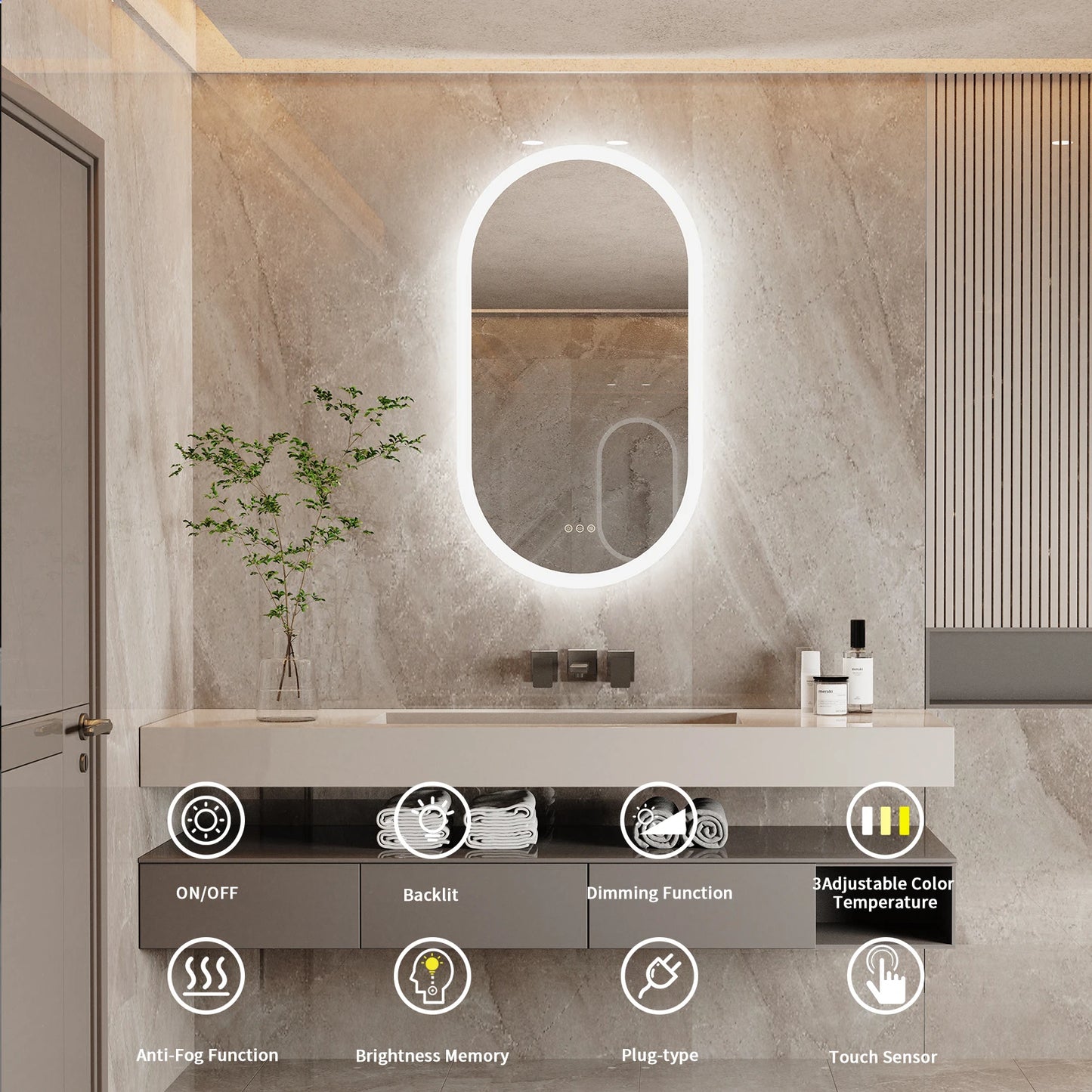 Vanity Mirror for Wall Mounted Back Lighted Mirror with Lights