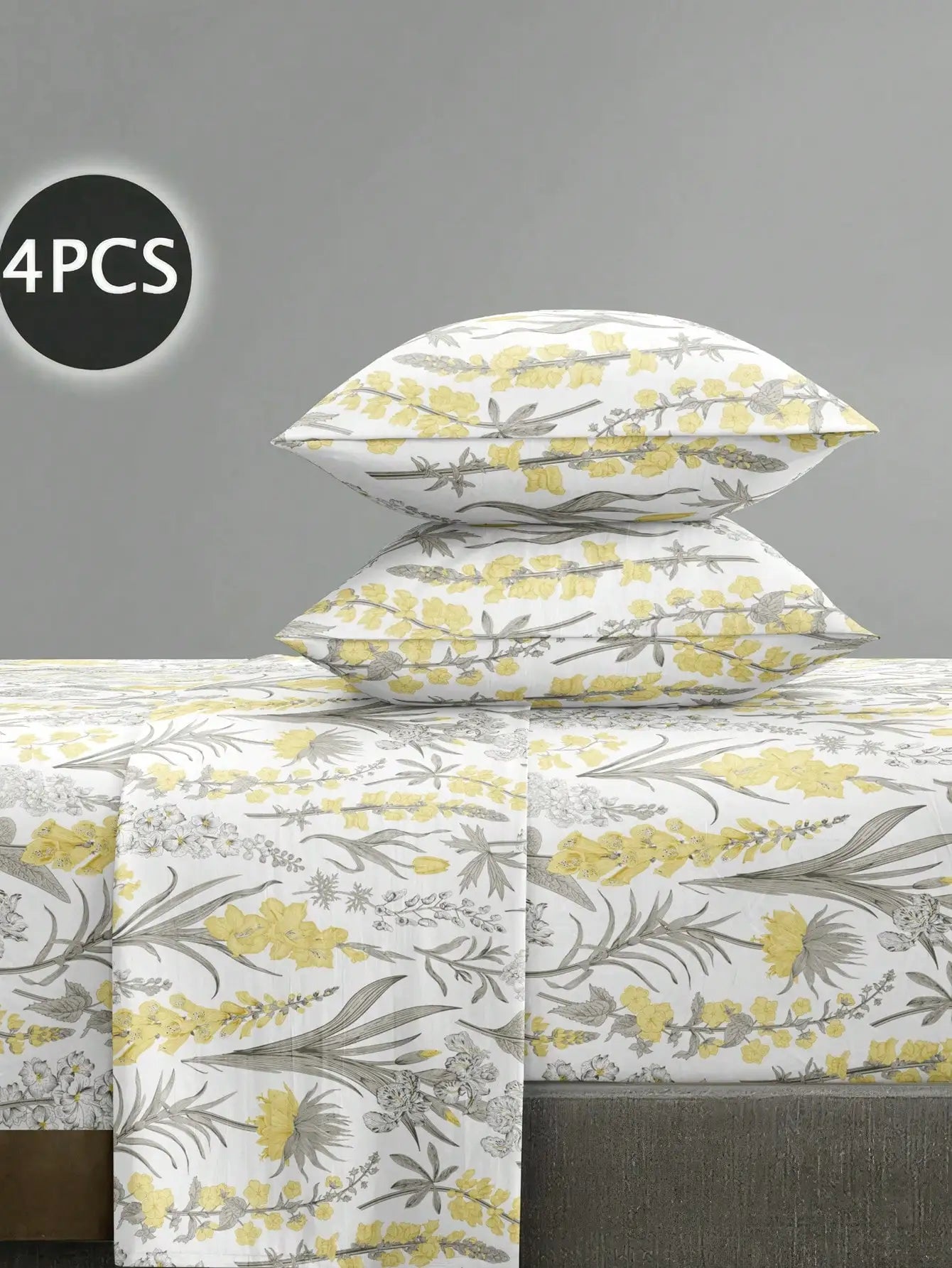 4pcs Botanical Floral Microfiber Sheet Set